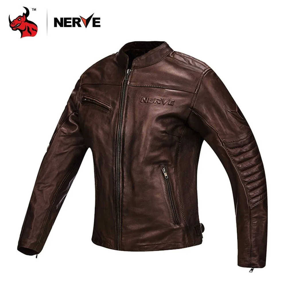 NERVE Motorcycle Cowboy Washed Leather Jacket Warm Motorcycle Jacket Breathable Anti-drop Men's And Women's Protective Jackets