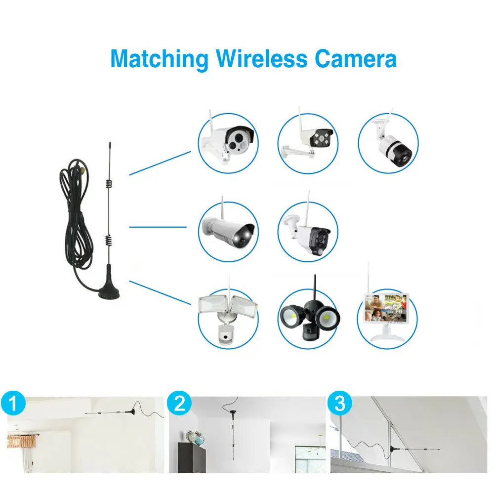 7DBi 2.4G/5G/5.8G Wifi Antenna Booster Aerial Extension Cable Wireless For IP Cam