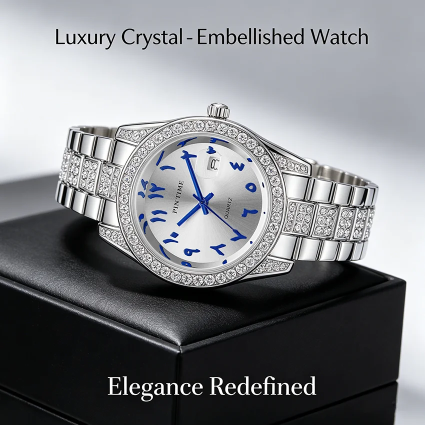 Classic Business Diamond Set Fashion Versatile Waterproof Calendar Men\'s Quartz Watch