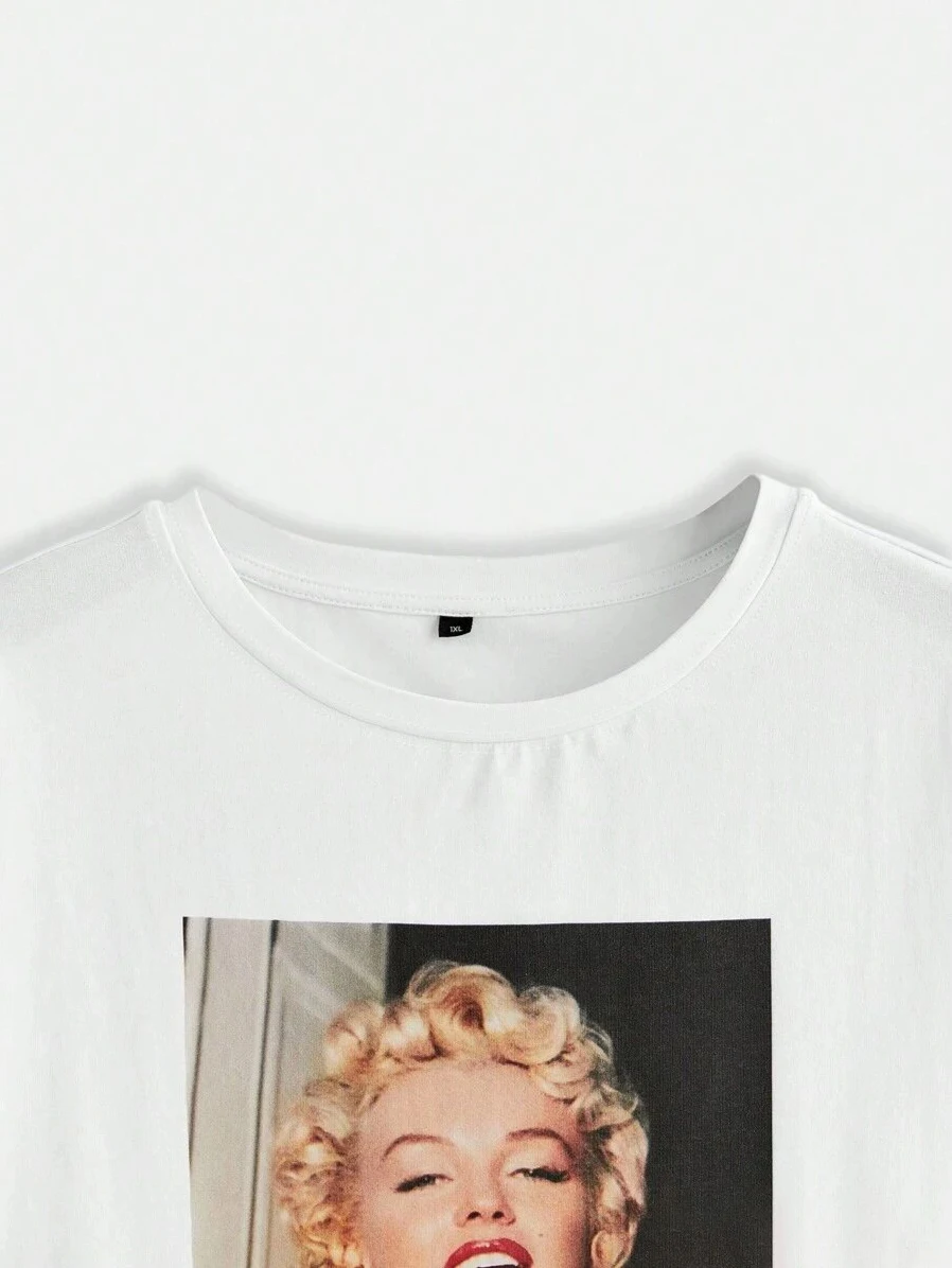 Marilyn Monroe Printed 100% Cotton T-shirt Short sleeved Summer Fashion New Women\'s Casual Loose Comfortable T-shirt Top