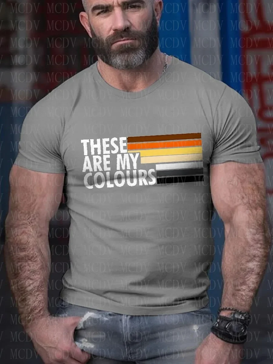 

Men's Bear These Aer My Colours Printing T-Shirt Casual Print T Shirts The Colorful The Best He Him Hole LGBT3D Printed T Shirt