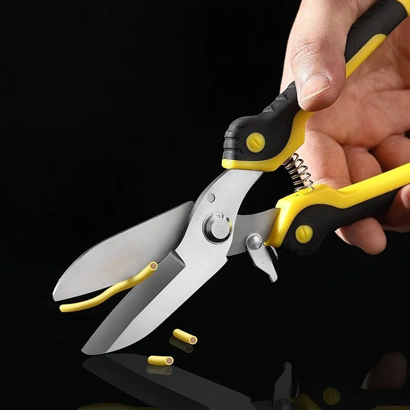 JUSTINLAU 1PC Industrial Scissors Multi Functional Stainless Steel Sheet Scissors Stainless Steel Sheet Scissors Electrical Tool
