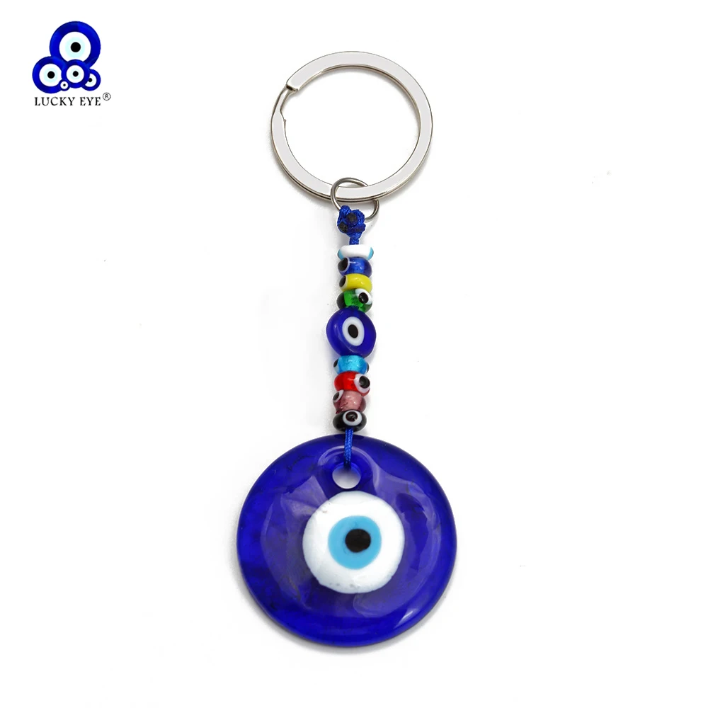 EVIL EYE Glas-runder türkischer Schlüsselanhänger mit buntem Blick, bunter Perlen-Auto-Schlüsselanhänger für Damen und Herren, Schmuck, Llavero Porte Clé Andersen Byd