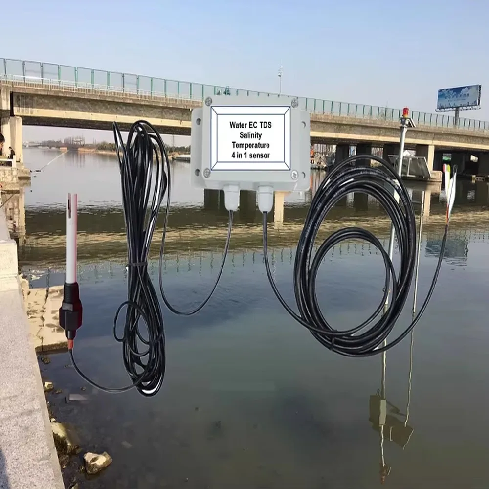 4-20mA RS485 LoRaWAN Water EC Temperature TDS Salinity Sensor Online Monitor