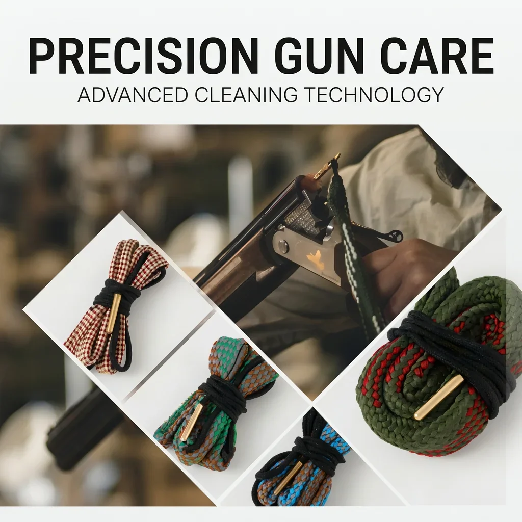 Tactical Gun Cleaning Rope Bore Snake Cleaner with Brass Weight Bronze Brush for Rifle Shotgun Hunting