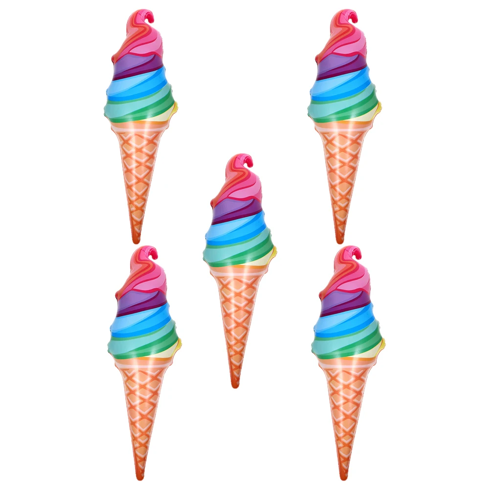 

5 Pcs Inflatable Ice Cream Balloon Cone Toy Realistic Pvc Party Prop Decorative Reusable Summer Children Plaything Balloon