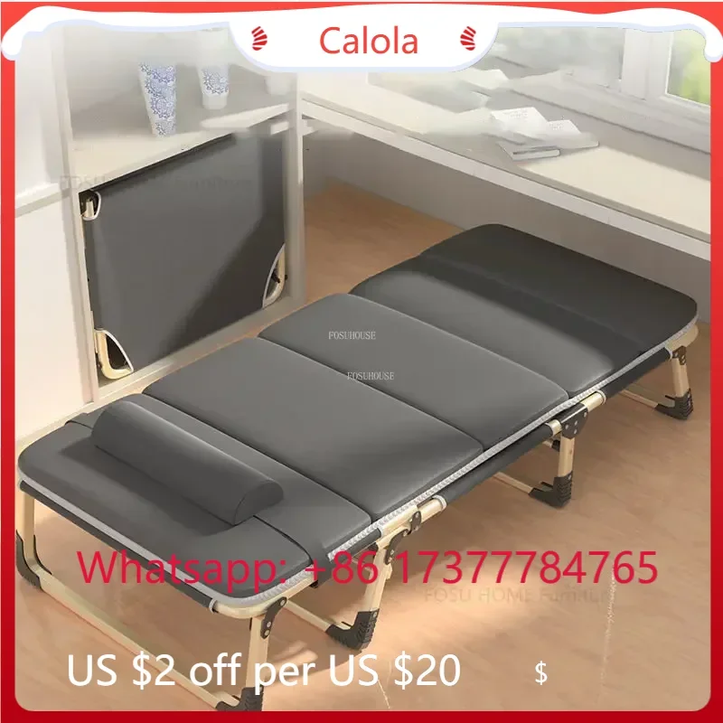 Modern Nordic Iron Bed Single Person Bedroom Office Outdoor Nap Bed Simple Accompanying Marching Folding Recliner Furniture
