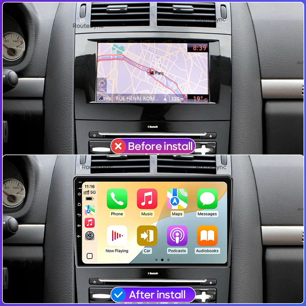 For Peugeot 407 cc SW 407CC 2004 - 2011 CarPlay Android 15 Auto Car Radio Multimedia Video Player GPS Navigation Audio Stereo