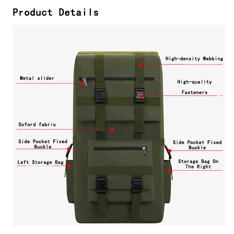 WINCENT Large Capacity Outdoor Travel Backpack Male 120L Army Fan Rucksack New Tactical Camouflage Sports Mountaineering Bag
