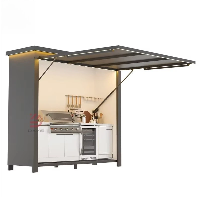 Outdoor kitchen factory hot-selling electric intelligent module garden cabinet integrated aluminum alloy kitchen cabinet set