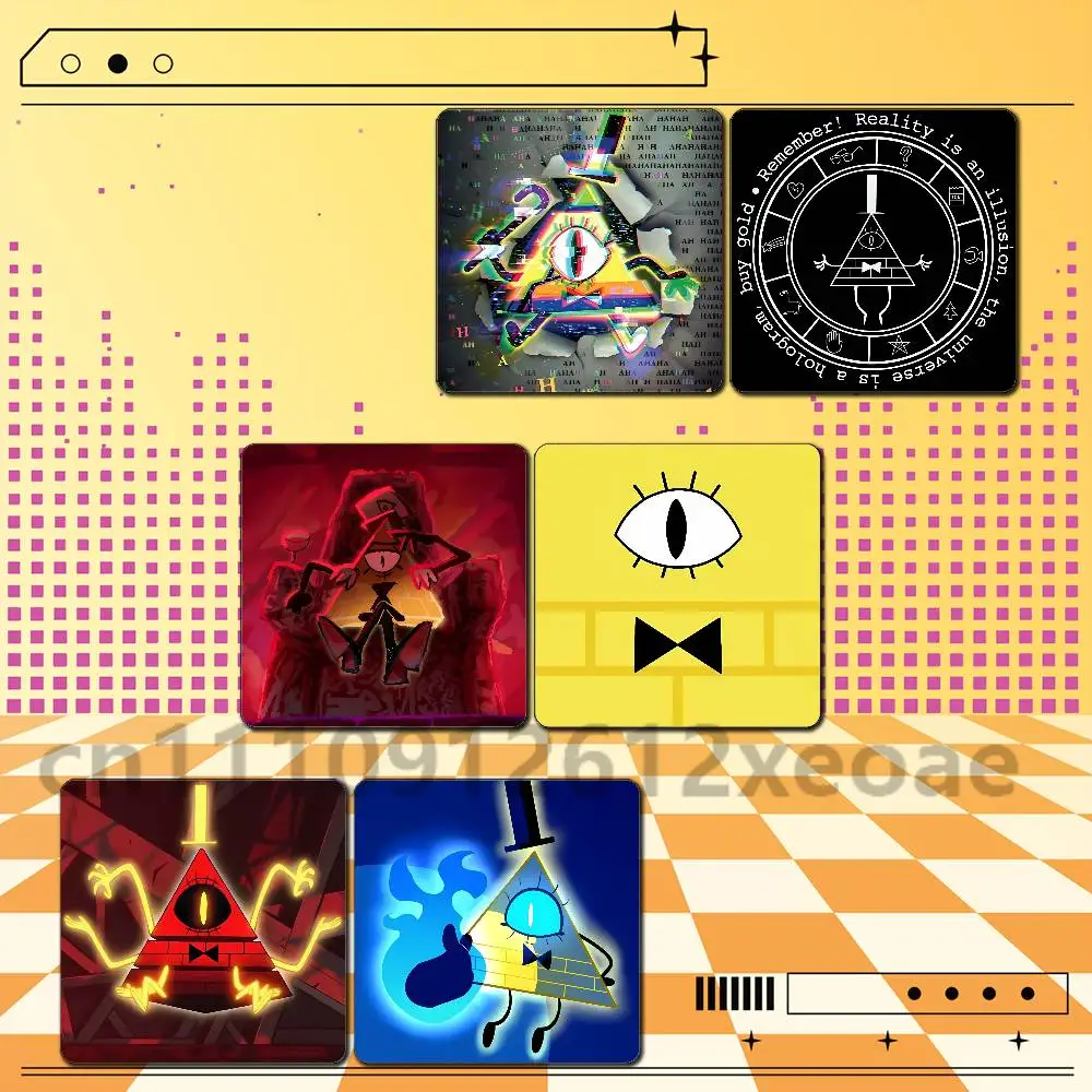 Gravity Falls Bill Cipher 2PCS Set Cartoon Fridge Magnets 55x55mm PVC Soft Magnetic Stickers for Home Kitchen Decor