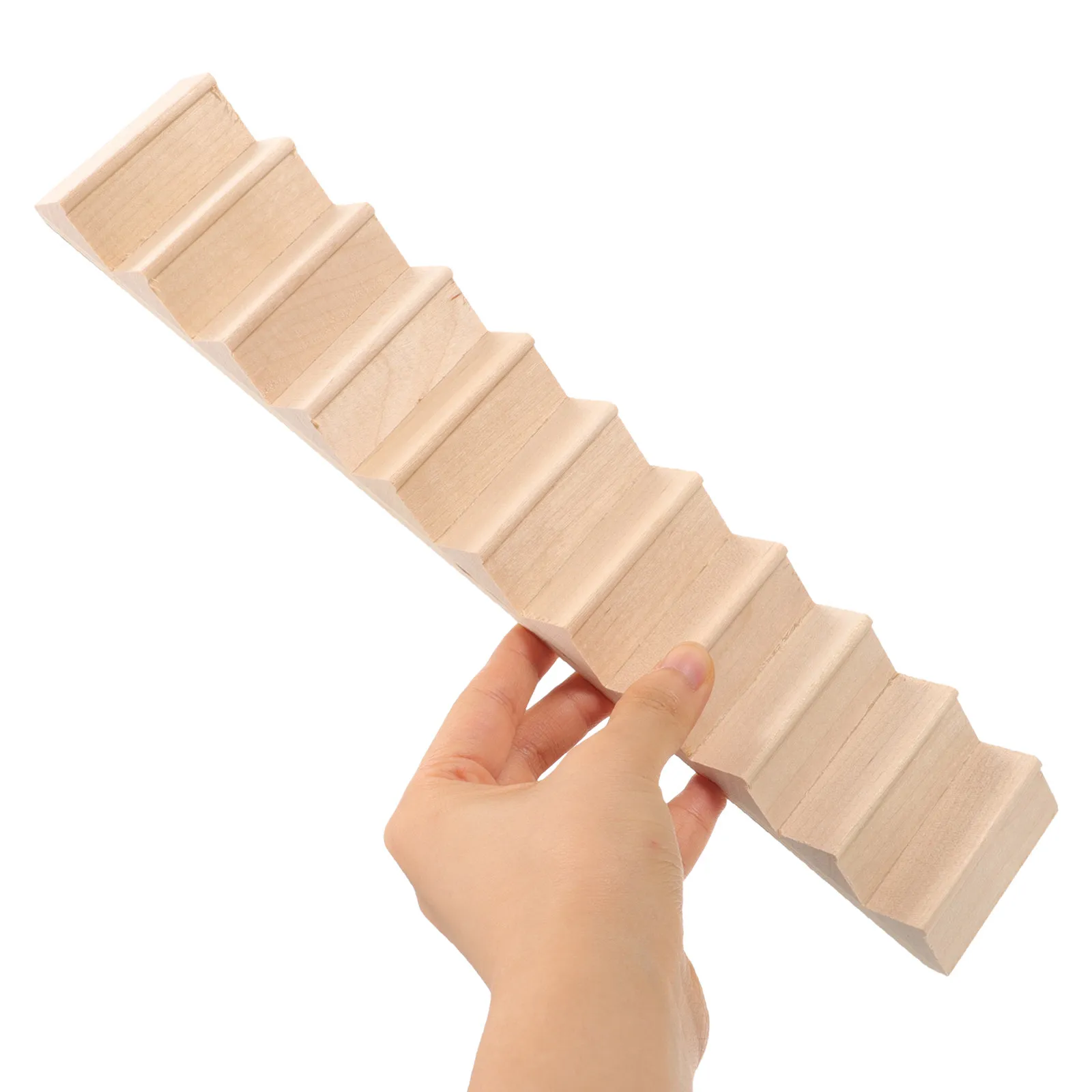 

Miniature Wooden Stairs Unfinished for Custom Painting Sturdy Smooth Design Safe Kids Playhouse Accessory Desktop Ornament Mini