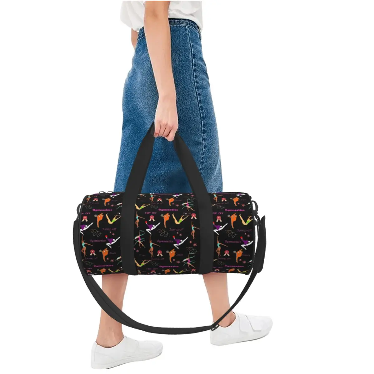 Amantes da ginástica imprimem saco de ginástica, Weekend Sports Bags com sapatos, Malas e femininas malas impressas, Saco de fitness colorido