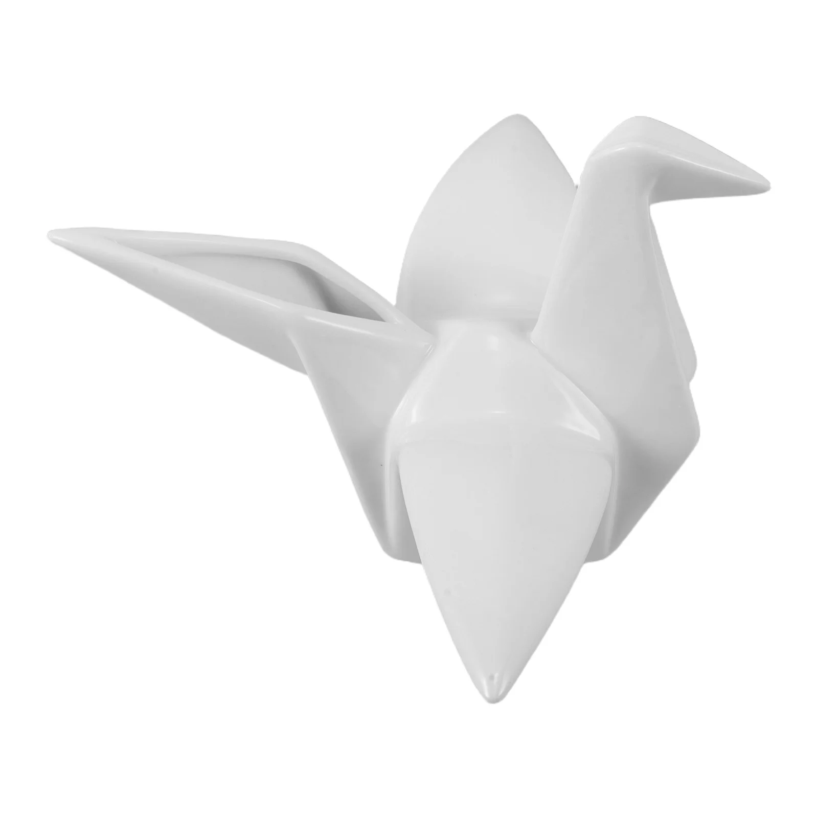 

White Ceramic Origami Crane Handmade Artistic Accent for Living Room Bedroom Office Desktop Decoration