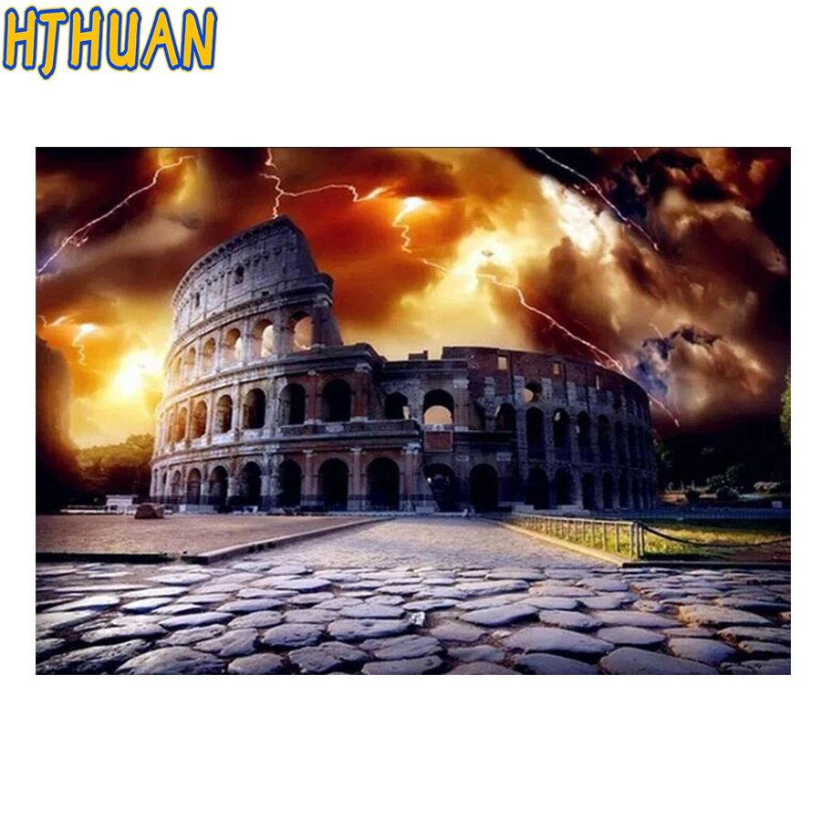 

ncient Colosseum Diamond Painting Landscape Wall Art Full Drill Square Crystal Diamond Mosaic Paintings Embroidery Cross Stitch