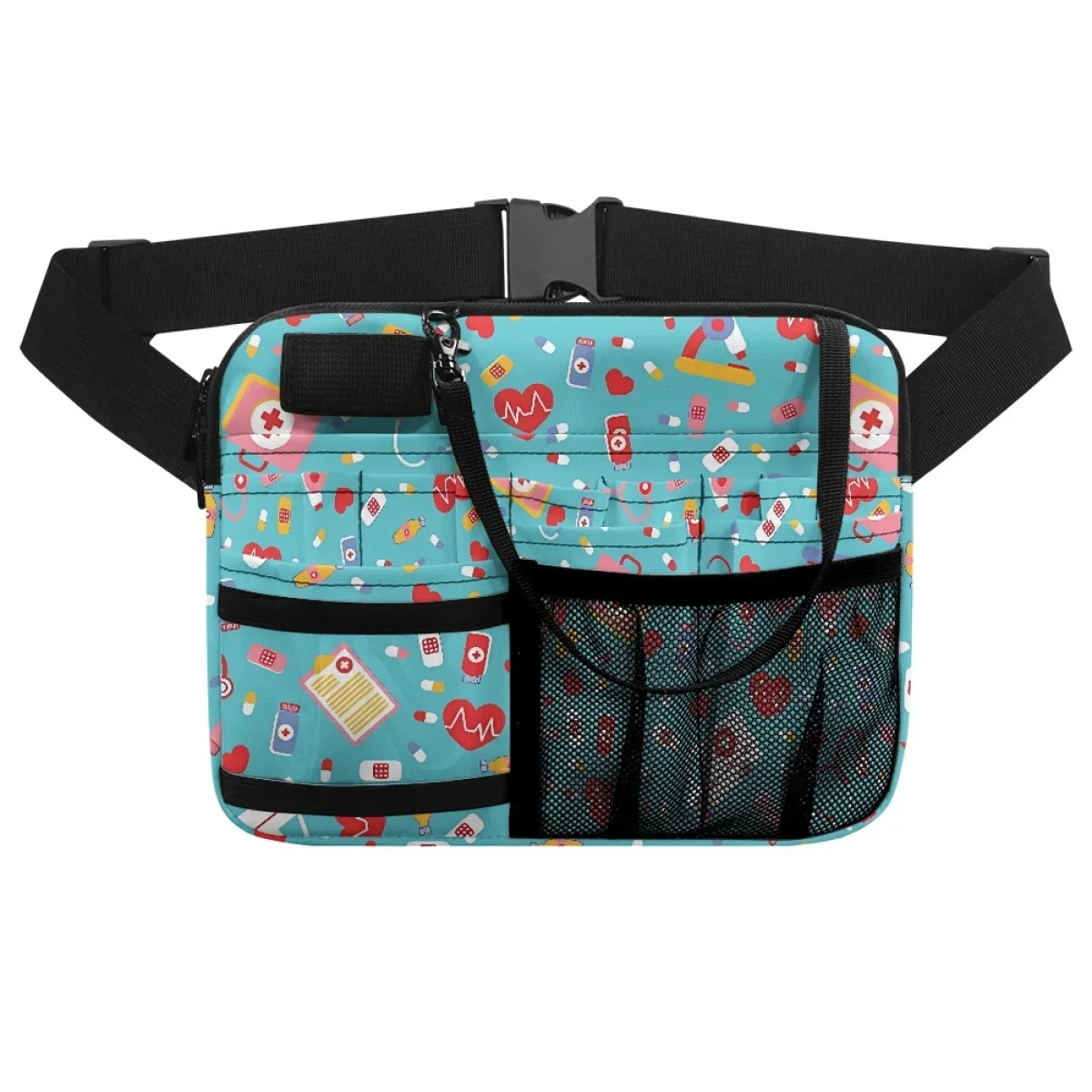 Nursing Tool Bags Care Accessories Cartoon Ambulance Medical Heartbeat Print Designer Waist Bag Gift Portable Medicine Storage