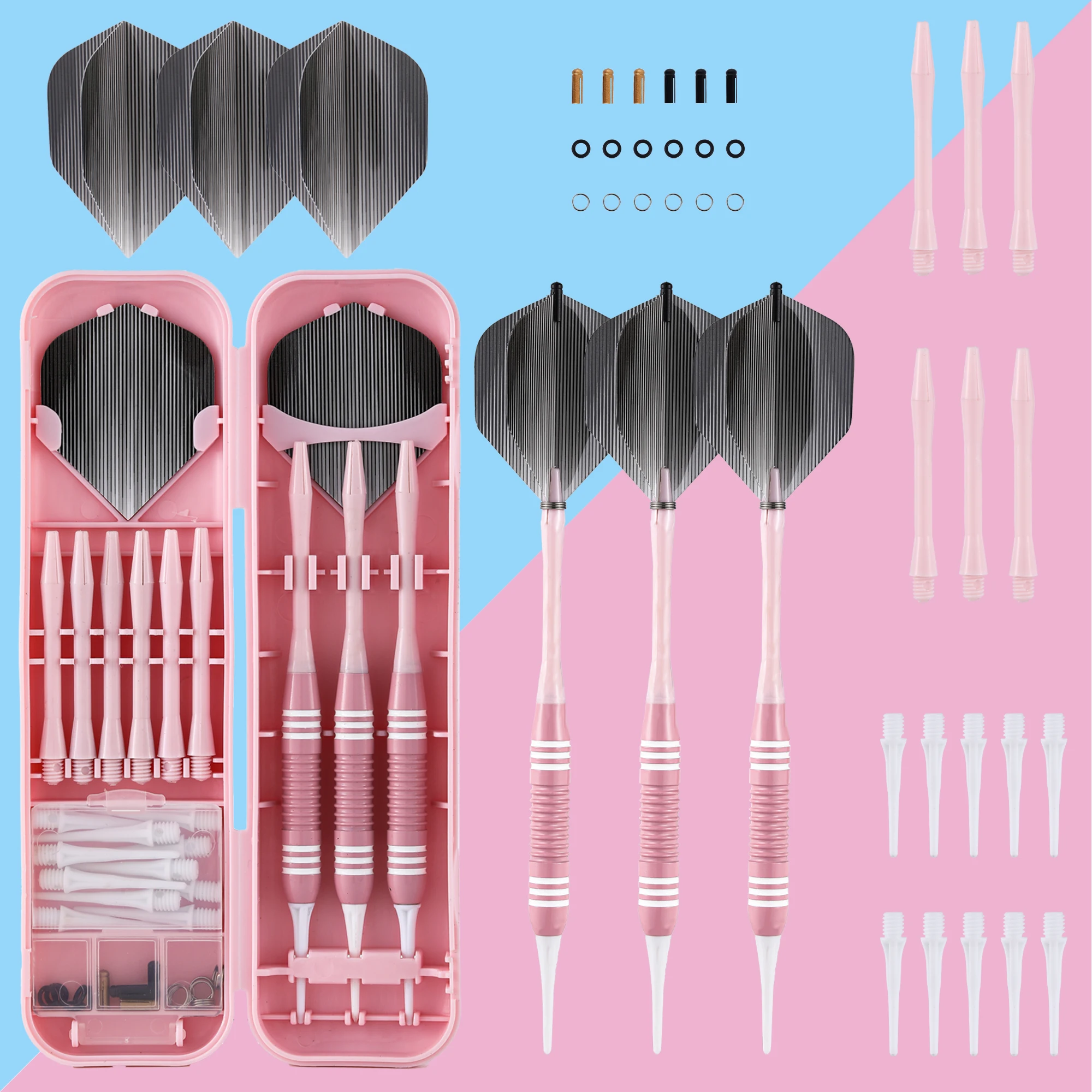 

Precise Soft Tip Pink Dart Set 3 Pieces - Premium Steel Darts, Comes with Full Accessories, Durable Competition Darts for Training, Home Use, and Professional Players
