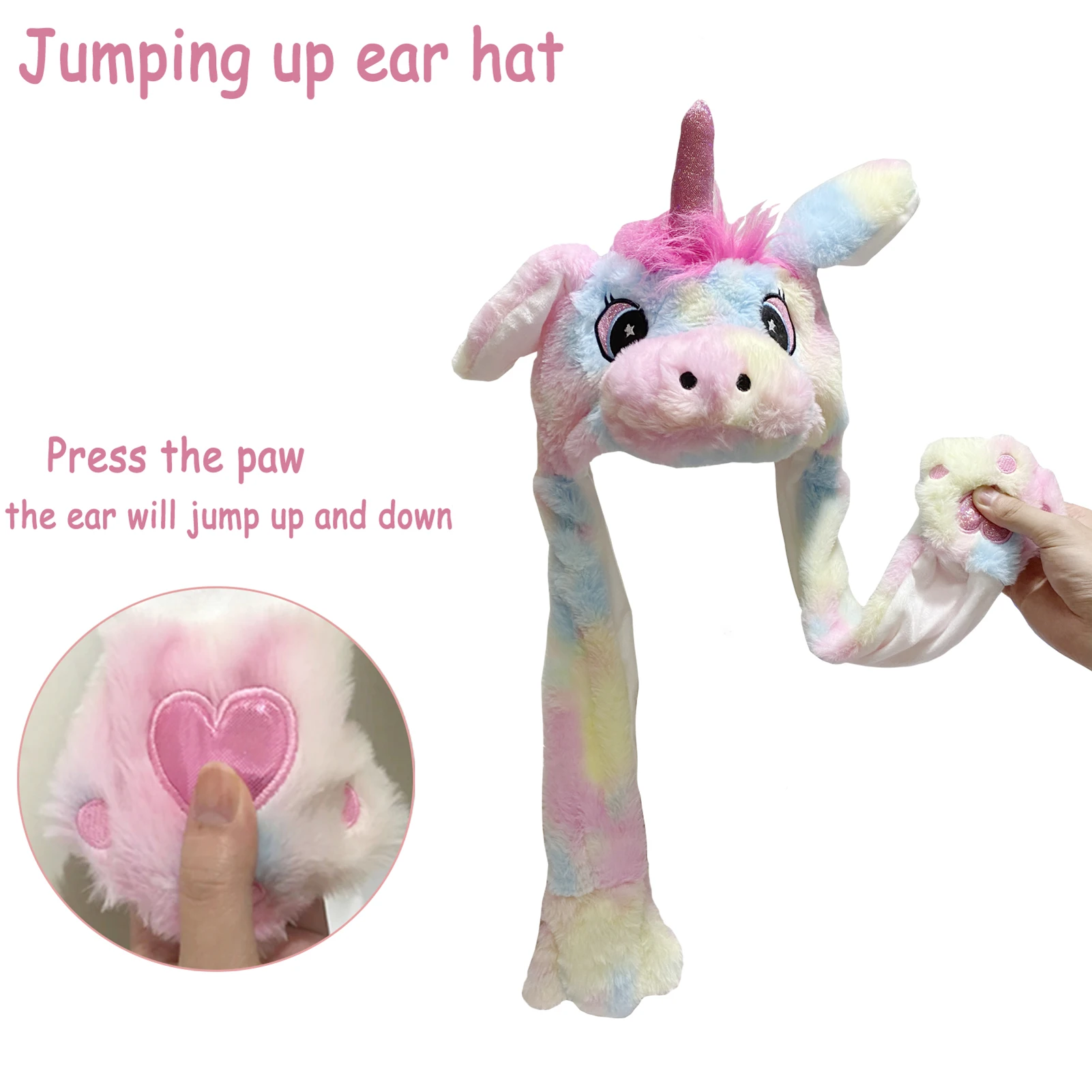 Unicorn Ear Move Hat Plush Animal Moving Ear Hat Christmas Halloween Costume Winter Cap Popup Ears Cap Christmas Funny Hat