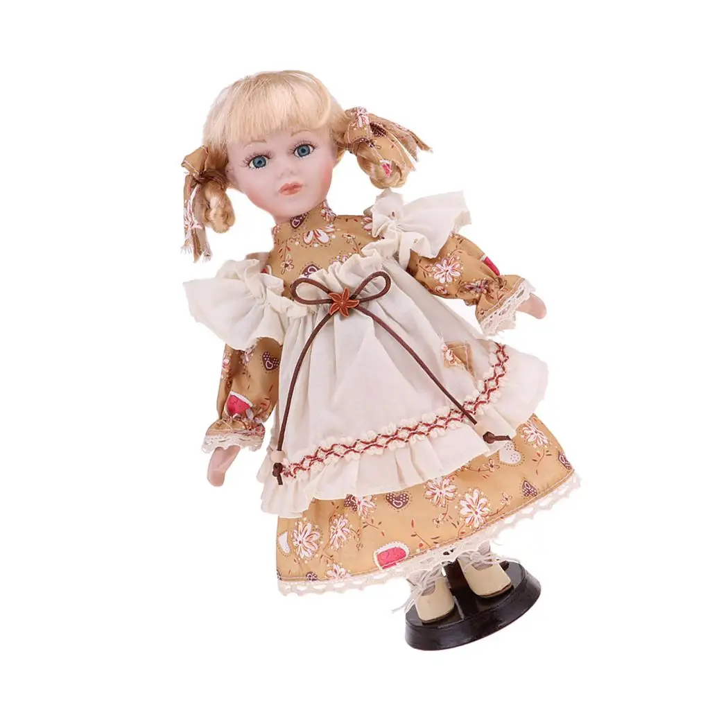 

Prettyia 30 см фарфоровая кукла девочка стоячие фигурки с подставкой подарок