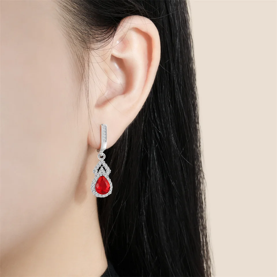 Inlaid Water Drop Fortune Earrings Water Drop Shaped Gemstone Earrings Jewelry Gifts High-end Light Luxury Zircon Gourd Earrings