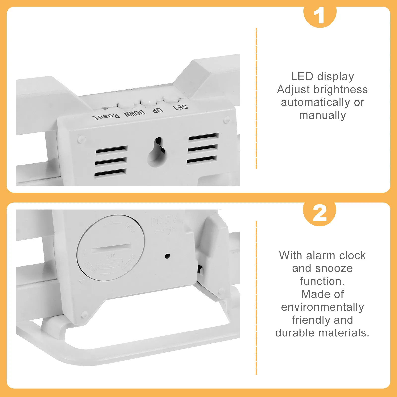 

3D LED-часы-будильник с дисплеем температуры, электронные настольные часы для спальни, гостиной, офиса с ручной и автоматической регулировкой яркости