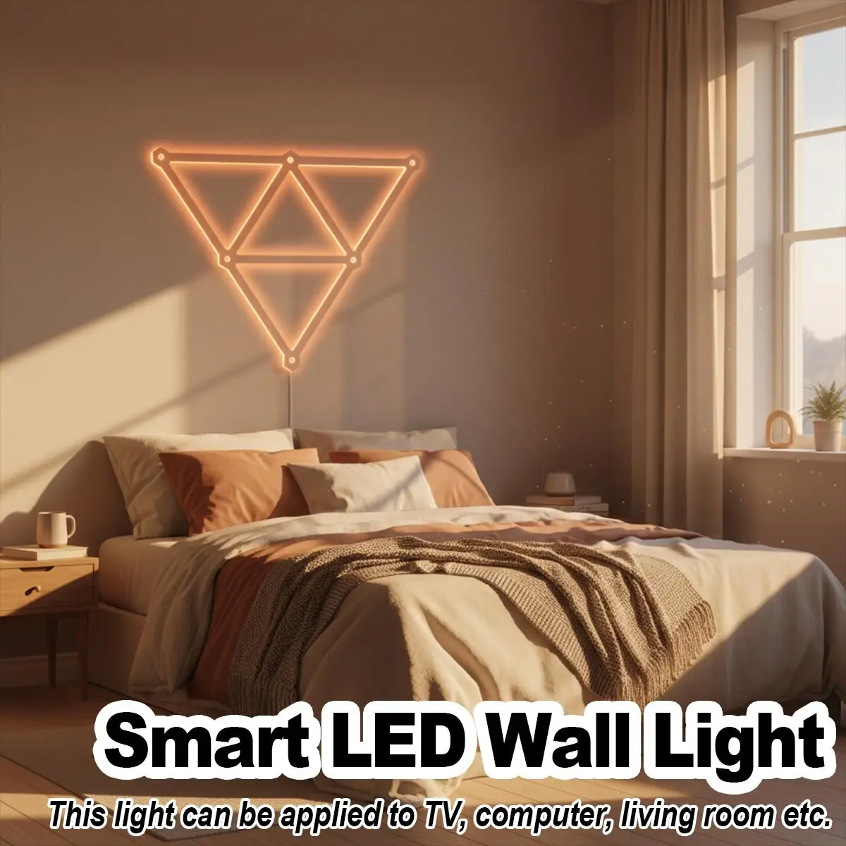 

Smart Wall Light Wall LED Lights For Bedroom Smart Atmosphere Wall Lamp RGBIC Dimmable App Music Rhythm Backlight Decor Home Art