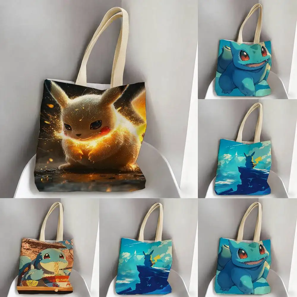 bolsas-de-armazenamento-pokemon-venusaur-e-charizard-bolsa-de-ombro-para-viagem-verao-praia-reutilizavel-sacola-de-compras-anime
