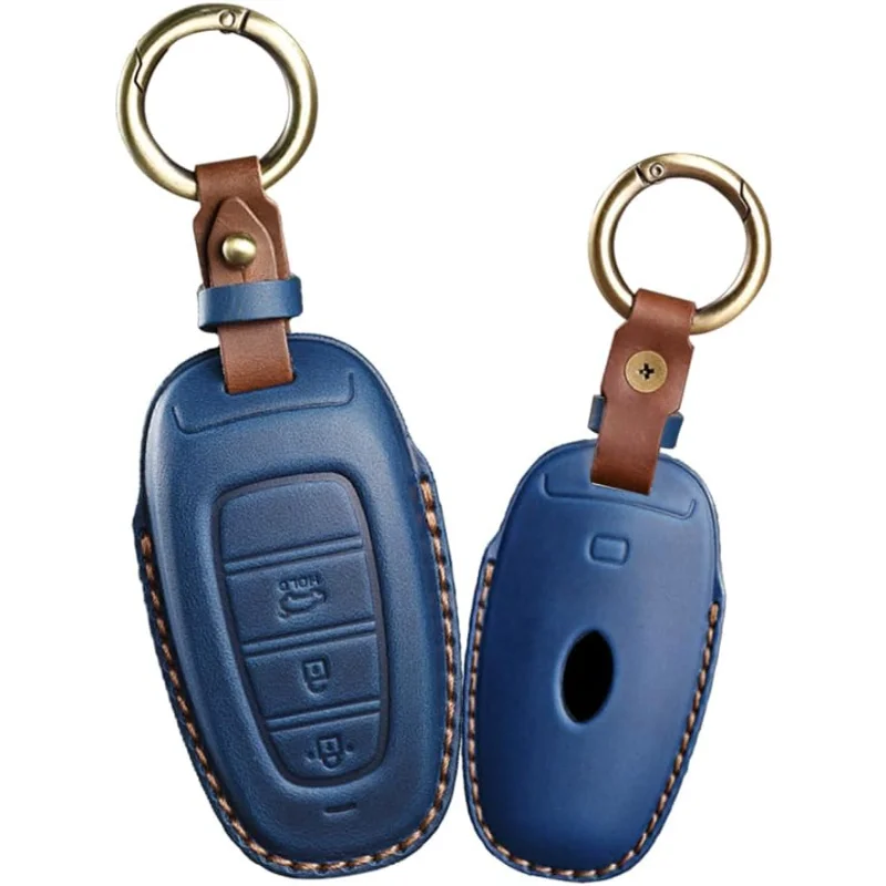 

WH 3-button Key Fob Cover Fit For Hyundai Tucson Sonata Nexo Santa Fe Key Remote Leather Key Holder