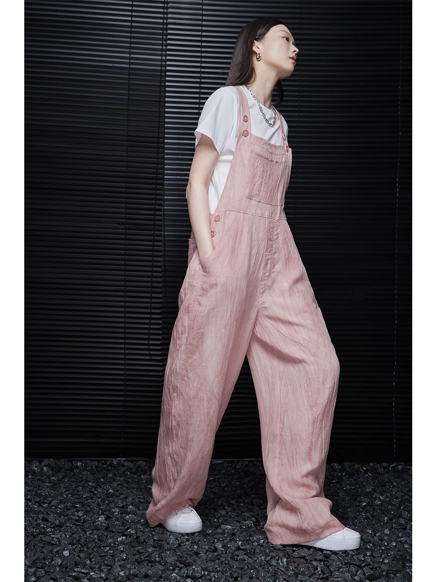 

Розовая рабочая одежда Dopane, широкие брюки с высокой талией, длинные брюки, тонкий дизайн, уличная одежда, лето 2024, новая женская одежда