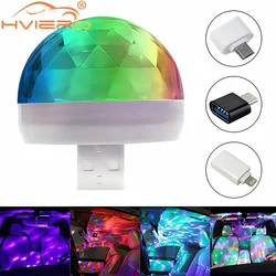 Xe Hơi USB Ánh Sáng Môi Trường Xung Quanh DJ RGB Mini Nhiều Màu Sắc Âm Nhạc Âm Thanh Led Apple USB Giao Diện Ngày Lễ Đảng Bầu Không Khí Nội Thất Dome Thân Cây đèn