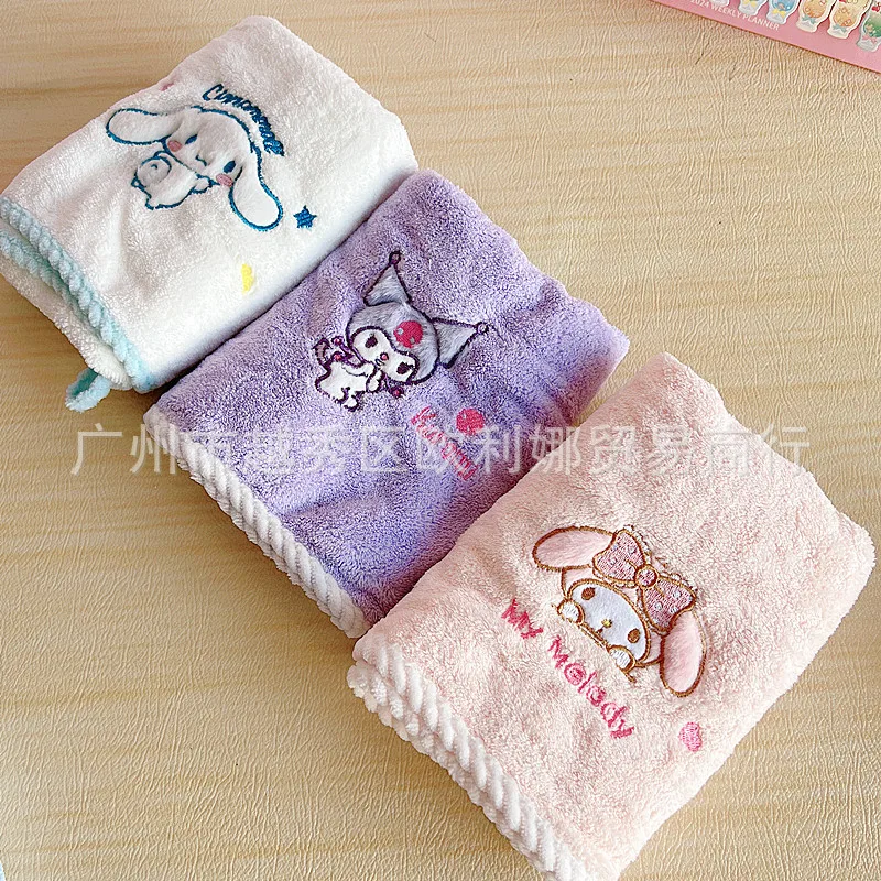 Sanrio Kuromi My Melody Towel Cinnamoroll Pochacco Coral Velvet Bath Towel Cartoon Cute Anime Soft Absorbent Towel Gift for Kids