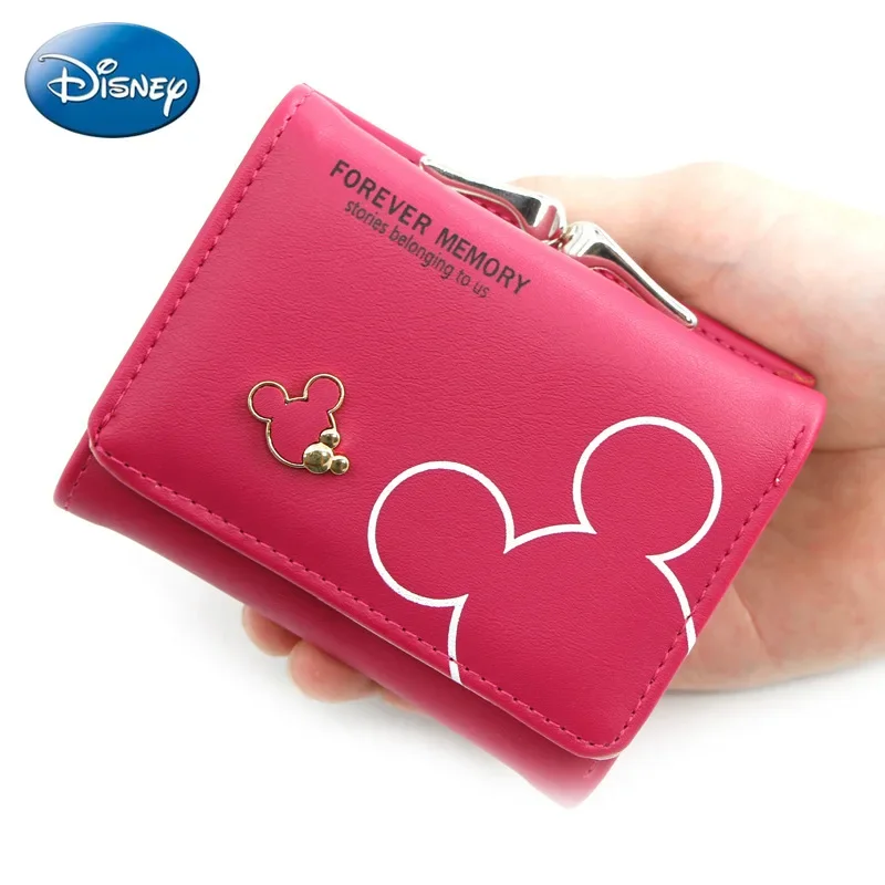 Disney Short Women's Iron Clip Purse Mickey Mouse Cute Hand Bag Iron Change Bank Card Money Clip Purses  Wallets  Wallet Women