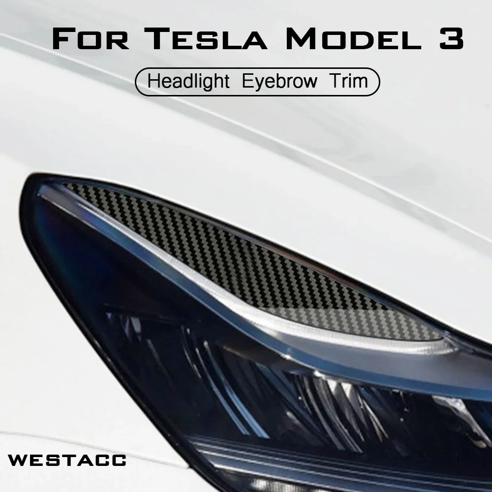 2 szt. reflektor samochodowy przednia lampa naklejka na brwi dekoracja powieki tapicerka dla Tesla Model 3 2016 - 2021 akcesoria do stylizacji