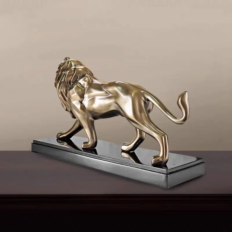 ART AMERICAN RETRO LION COPPER-PLATED RESIN ANIMAL STATUE DECORATION OFFICE WINE CABINET PORCH HOME OFFICE DECORATION CRAFTS