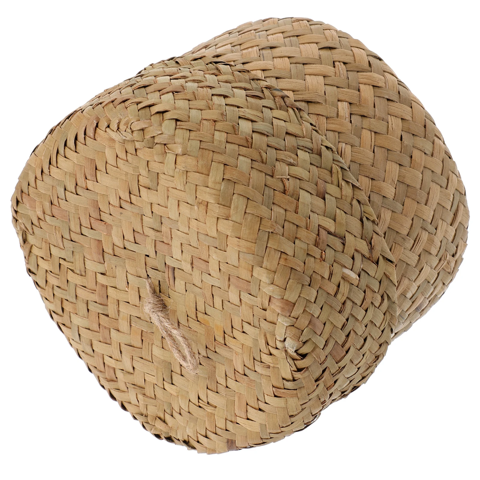 

Alipis Flower Basket Seaweed Weave Storage Box with Lid Desktop Trash Can for Makeup Bread Toys Laundry Child Organization