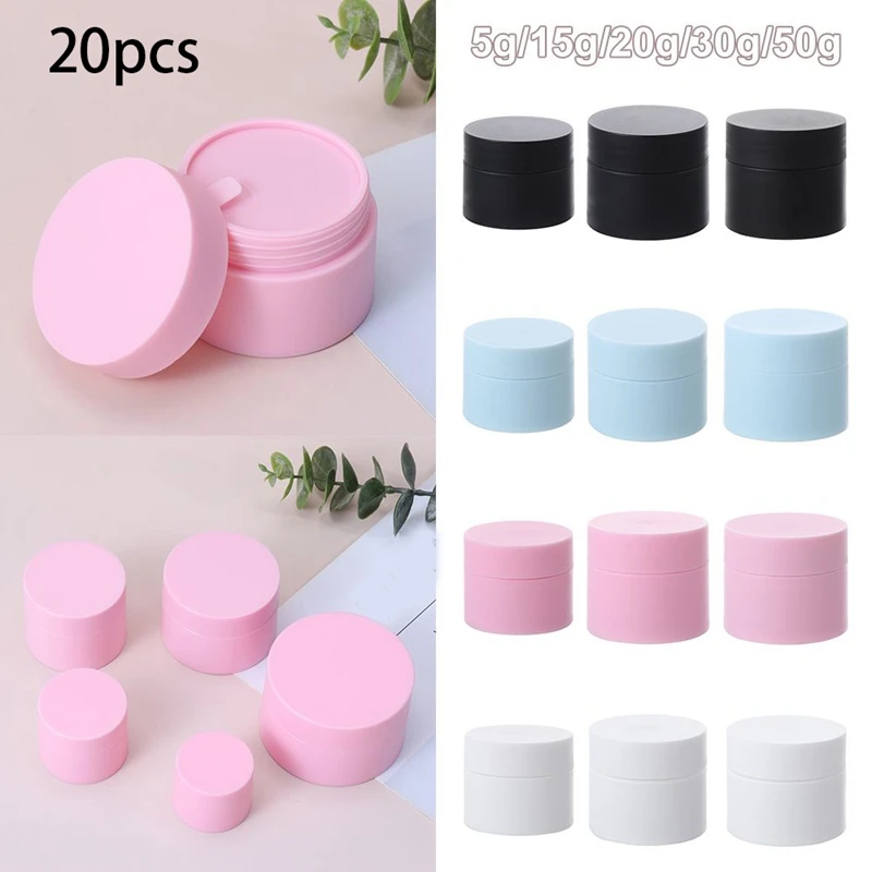 20Pcs Different Color Empty Jar Cosmetic Container Round Refillable Bottle Plastic Case Travel Tool