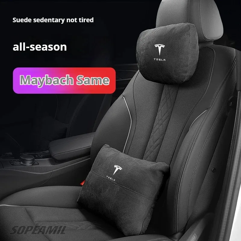 

Car Suede Headrest Neck Support Pillow Seat Waist Cushion Pillow For Tesla Model 3 Model Y Model S Model X Roadsrer Cybertruck