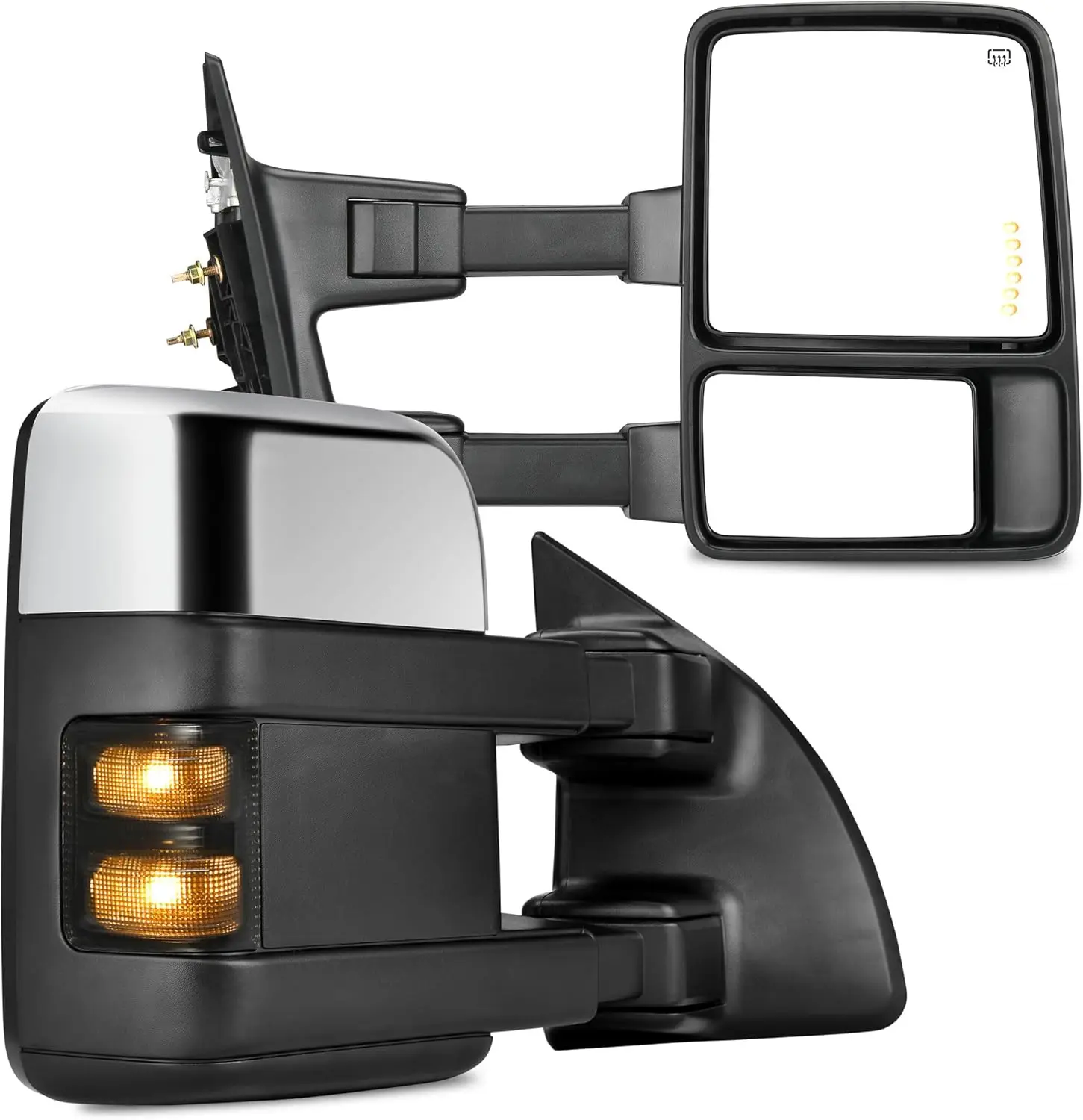 

Towing Mirrors Compatible With 1999-2007 Ford F250 F350 F450 F550 Super Duty LED Turn Signal Power Adjusted Heated Tel