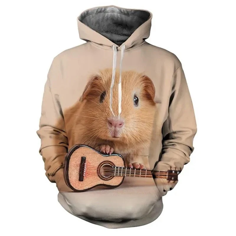 Simpatiche felpe con cappuccio cavia Animal Graphic 3D Print uomo Hip Hop Streetwear felpe con cappuccio pullover oversize top abbigliamento per