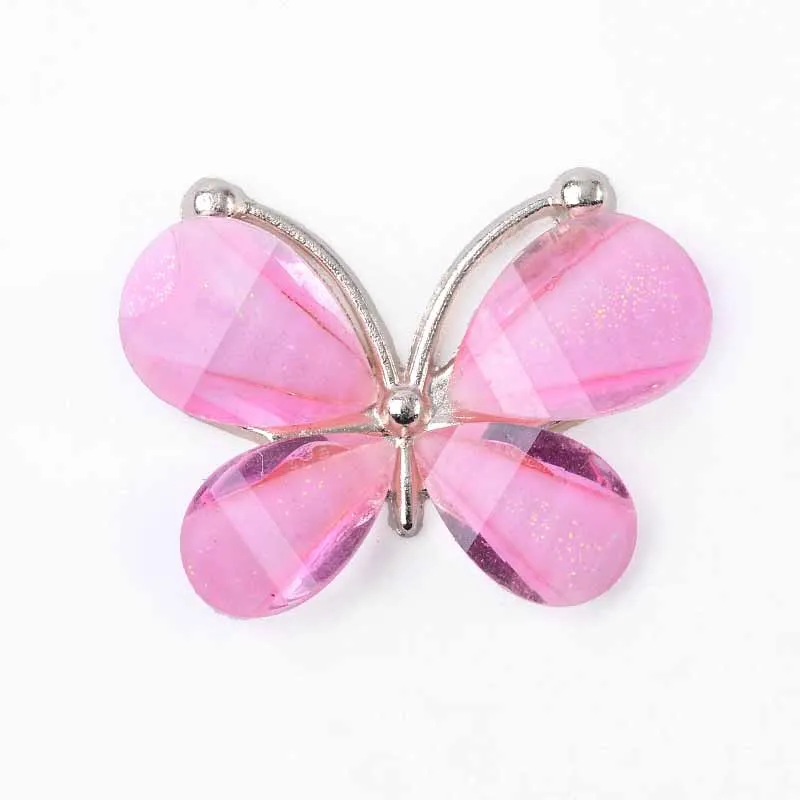 20pcs 2.2*2.8CM Silver Resin Alloy Flatback Butterfly Button For DIY Clothing Applique Metal Wedding Embellishment Jewelry Craft