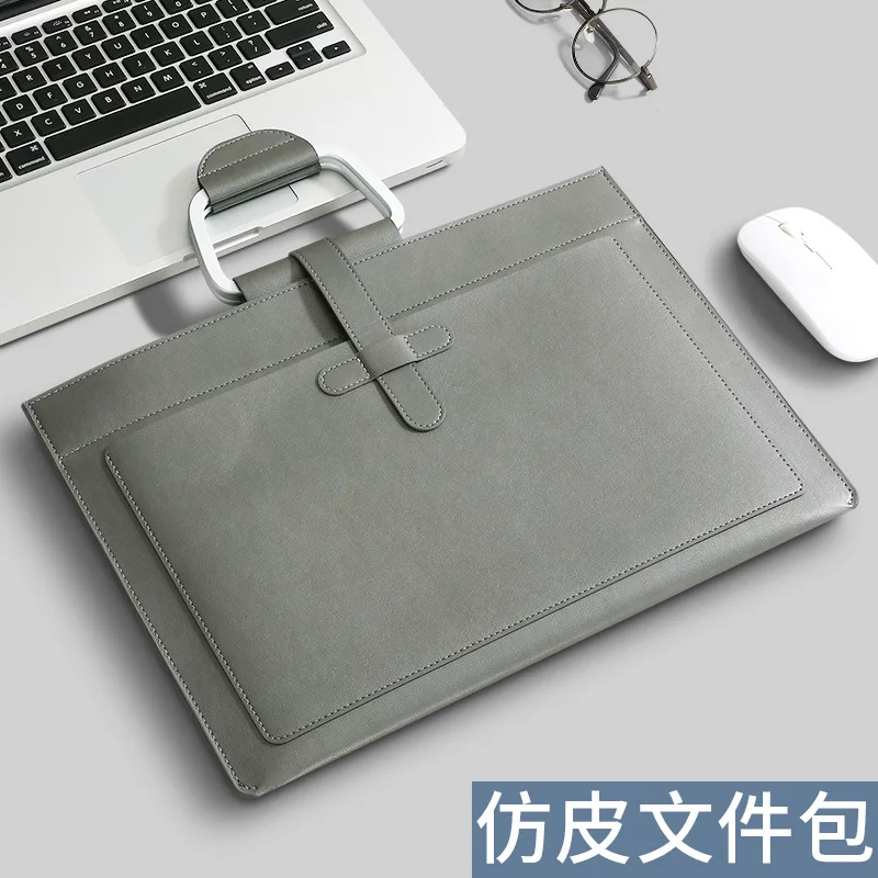 Business Large-capacity File Bag Handbag Storage Computer Bag PU Leather Office Storage