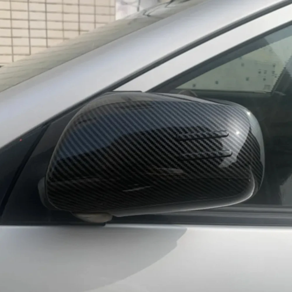 Car Chrome Mirror Cover for Toyota Avensis T250 2003~2005 2004 T25 Carbon Fiber ABS Rearview Mirro Trim Cap Sticker Accessories