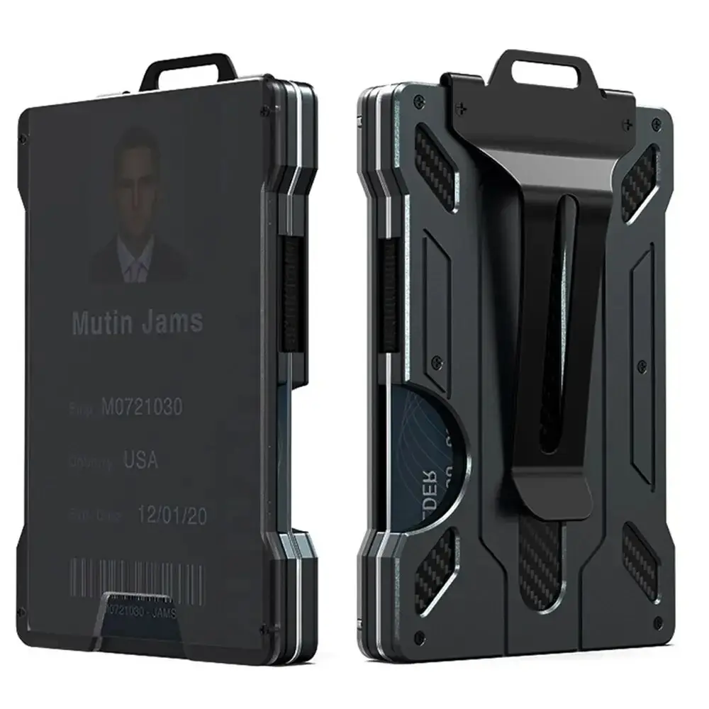 1PC Anti-theft Brush Aluminum Alloy Work Card for Men Card Bag, Simple Fashion Transparent Work Card, Suitable for Office