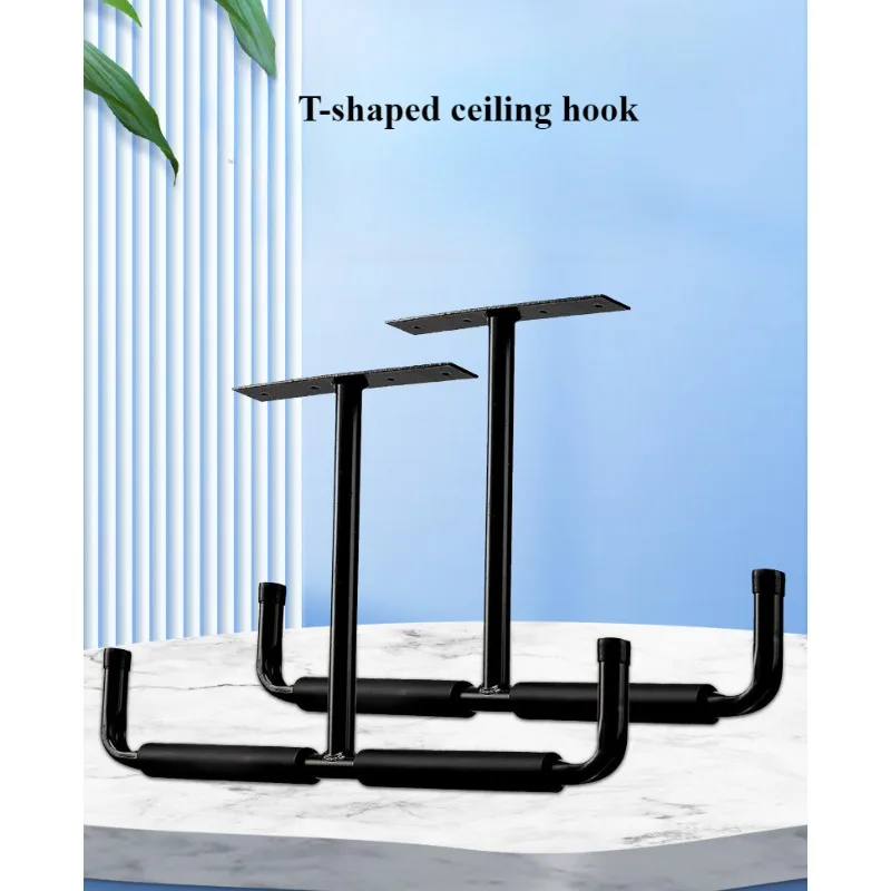 Metal T-shaped Hook Ceiling Fishing Rod Bicycle Stand Kayak Skateboard Iron Wall Hanging Display Storage Rack