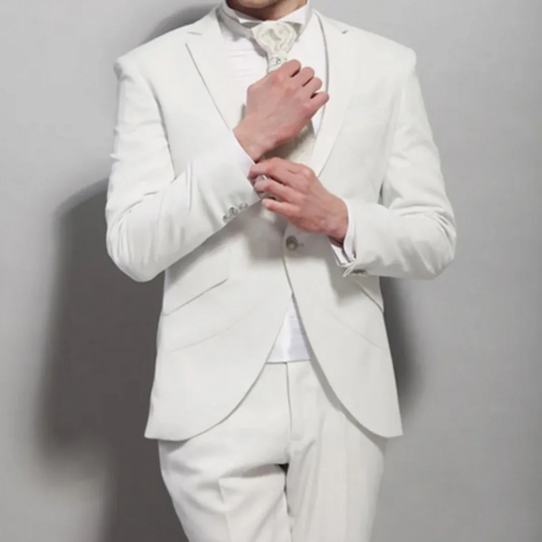 Pink Side Vent Linen Men's Suit Slim Fit Business Blazer 2 Piece Tuxedo Groom Terno Wedding Attire Latest Designs Two Buttons