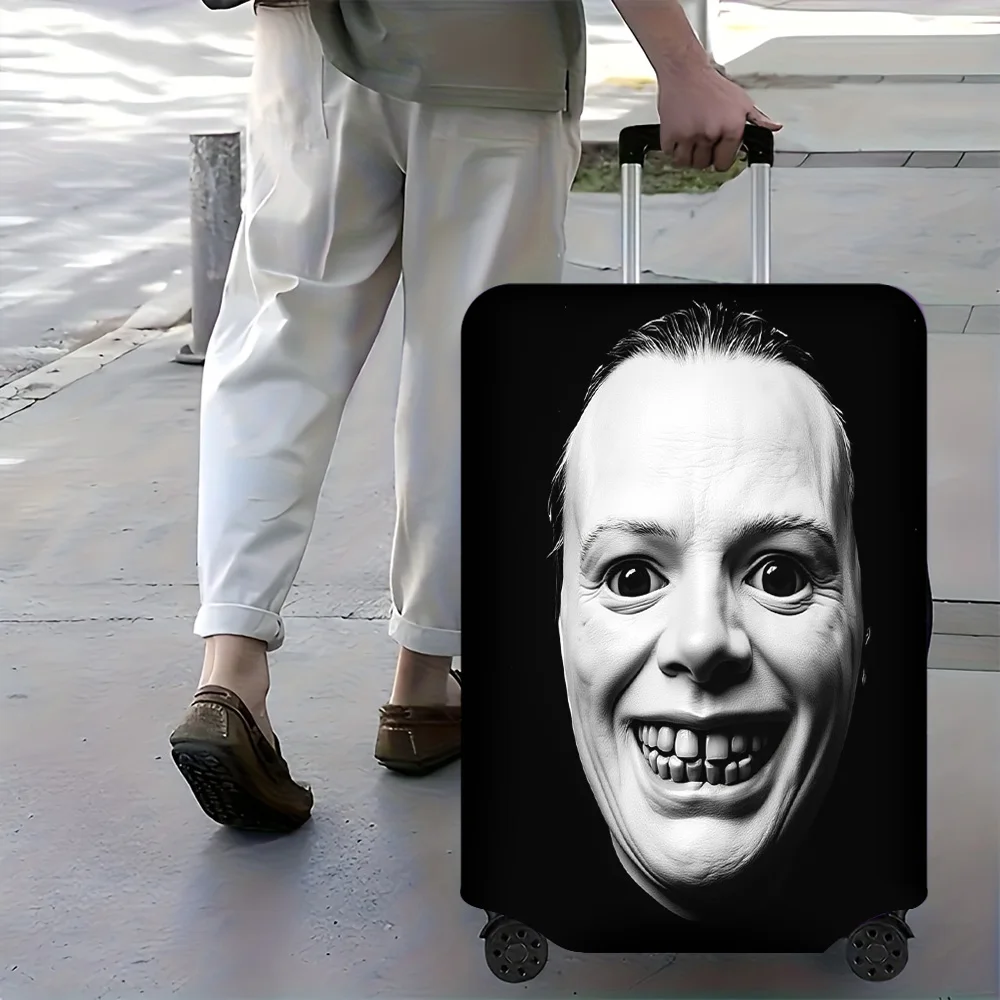 1pc Spooky Smiley Face Print Luggage Cover. Fits 18–32-inch suitcases; effectively protects your luggage.