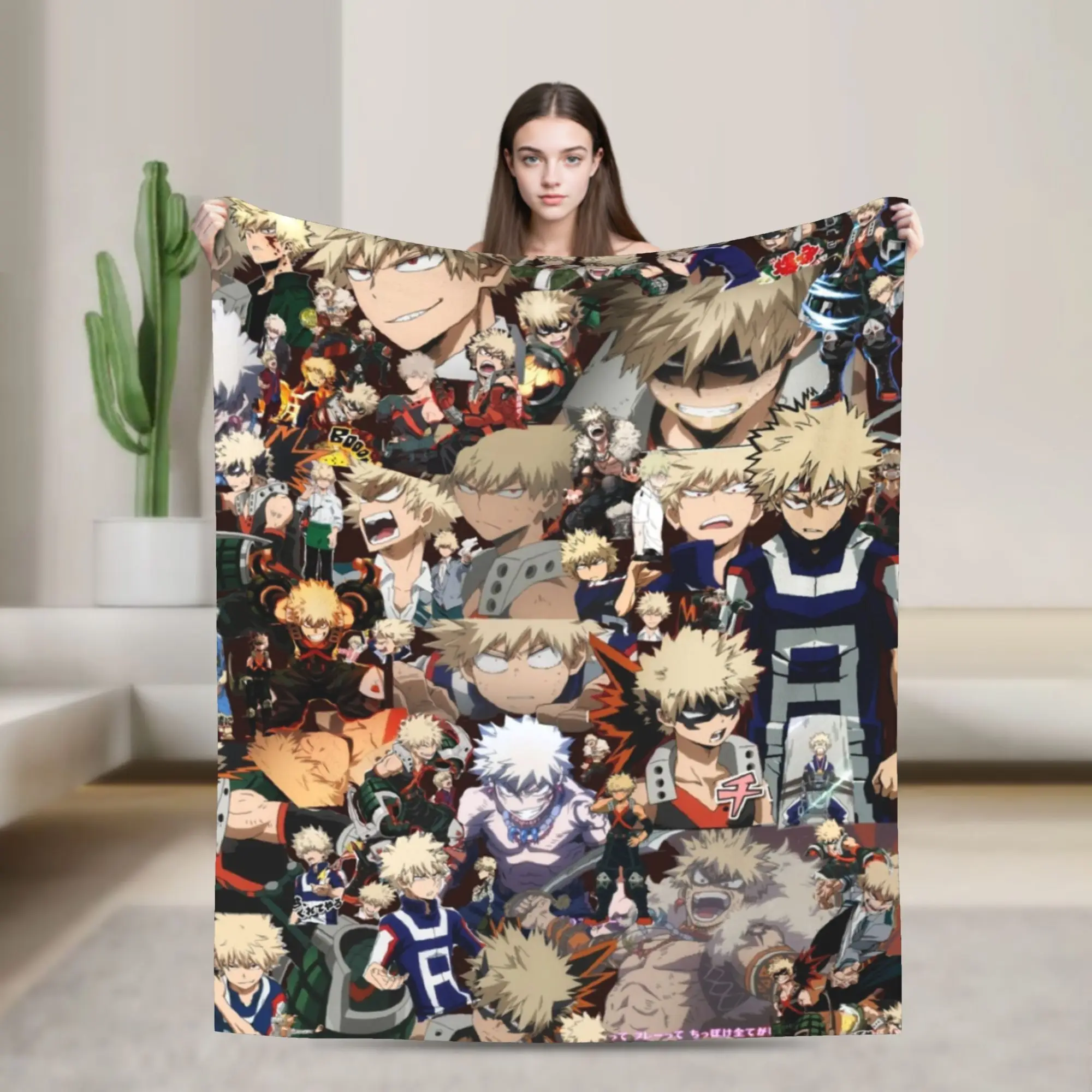 MHA Anime Flannel Blanket Do You Truly Love Bakugou Katsuki Vintage Throw Blanket for  Sofa Bedding Lounge Plush Thin Quilt,