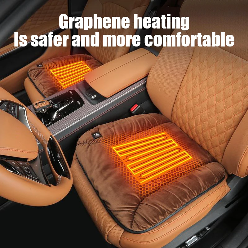 قطعة واحدة من وسادة تدفئة السيارة من الجرافين، وسادة مقعد شتوية من القطيفة - وسادة مفردة كهربائية USB دافئة مثبتة على السيارة 12 فولت #1