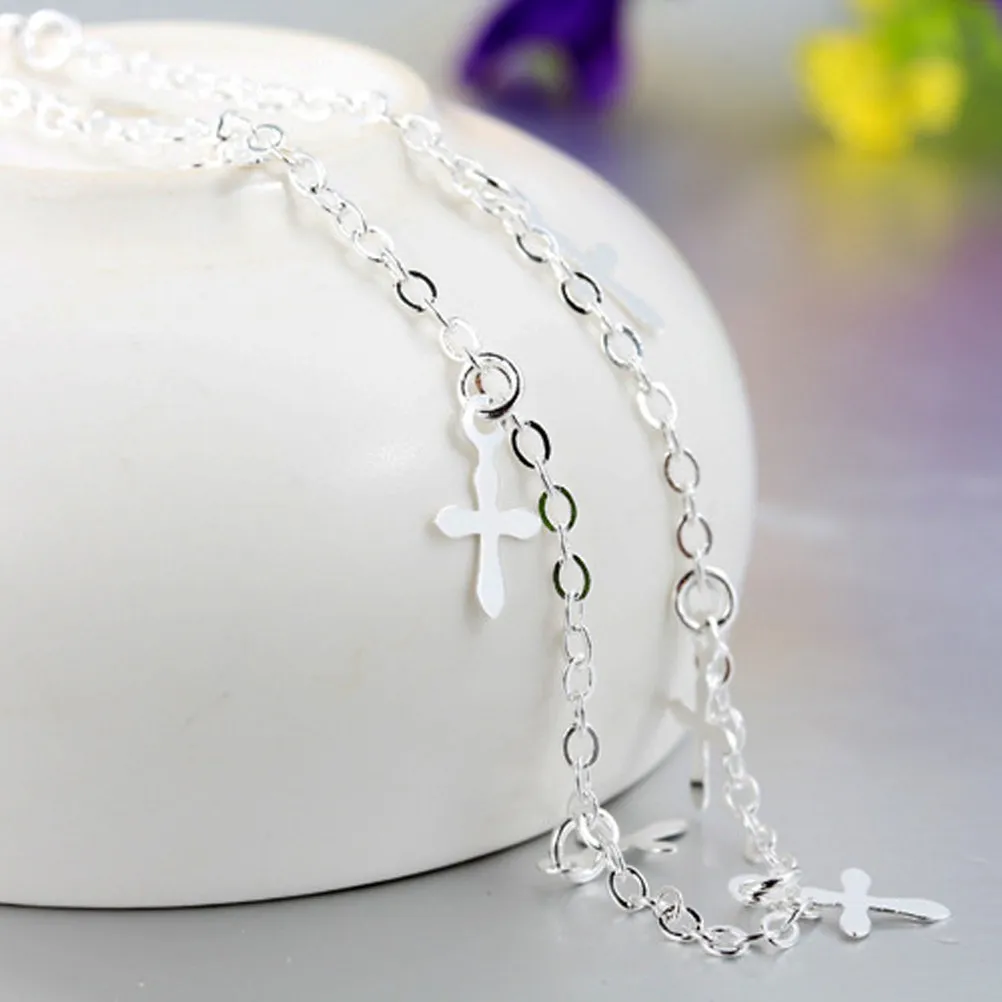 Vintage Silver Anklet Bracelet for Women with Sparkling Beads and Tiny Bells Anti-Rust Fade-Resistant Lightweight Comfortable