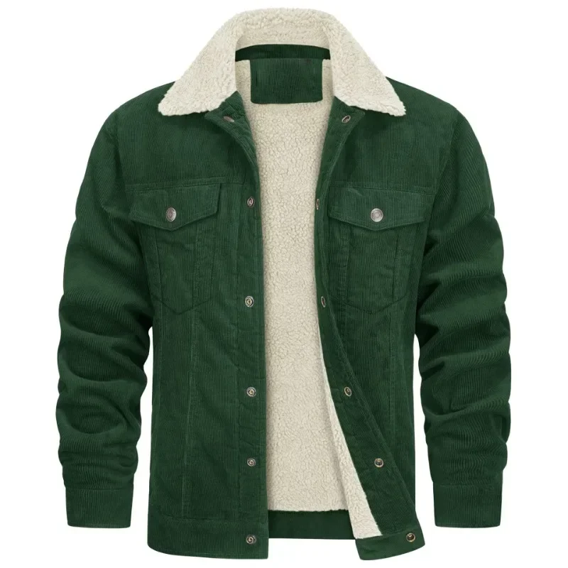 New Winter Men Fleece Corduroy Jackets Warm Parkas Coats Male Outwear Casual Winter Coats Good Quality Men Casual Jackets Size 5